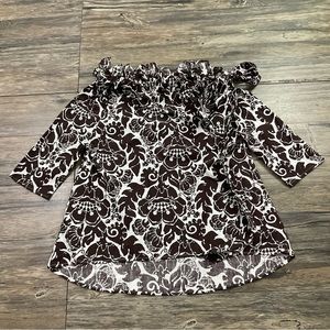 Never A Wallflower Ruffle Floral Poplin Blouse Womens Sz XS *NWT*